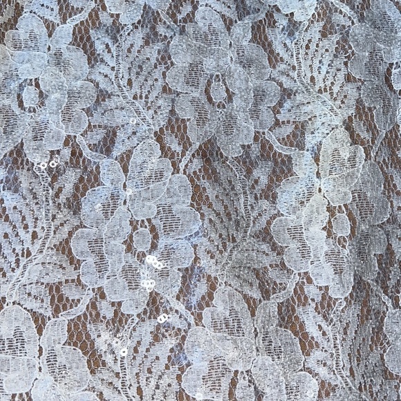 Dress The Population Cadence Sequin Floral Lace Cocktail Dress Off-White Nude L - Picture 9 of 12